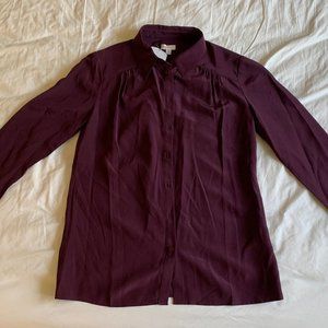 Cuyana Burgundy Maroon Silk Button Down Shirt Size XS